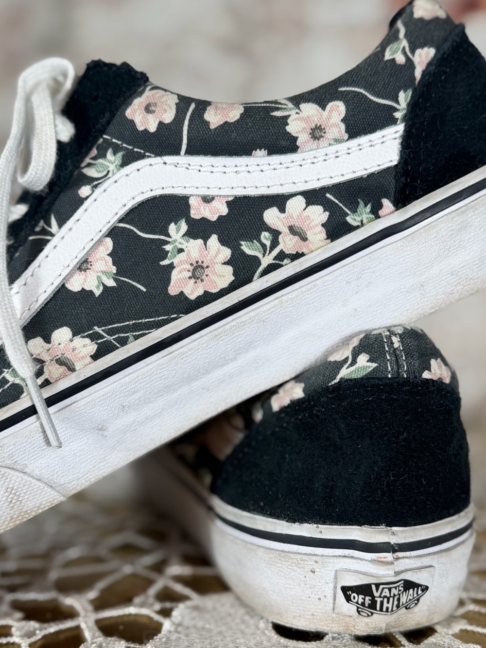 Vans Floral Old Skool Sneakers - Black & Pink Women’s Size 9/Men’s Size 7.5
